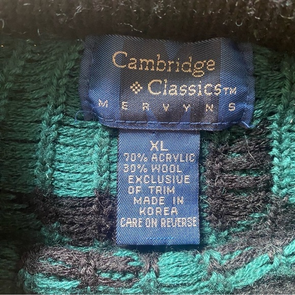 Cambridge Classics Shetland Wool Sweater Mens M Teal Pullover Vintage - Picture 3 of 5